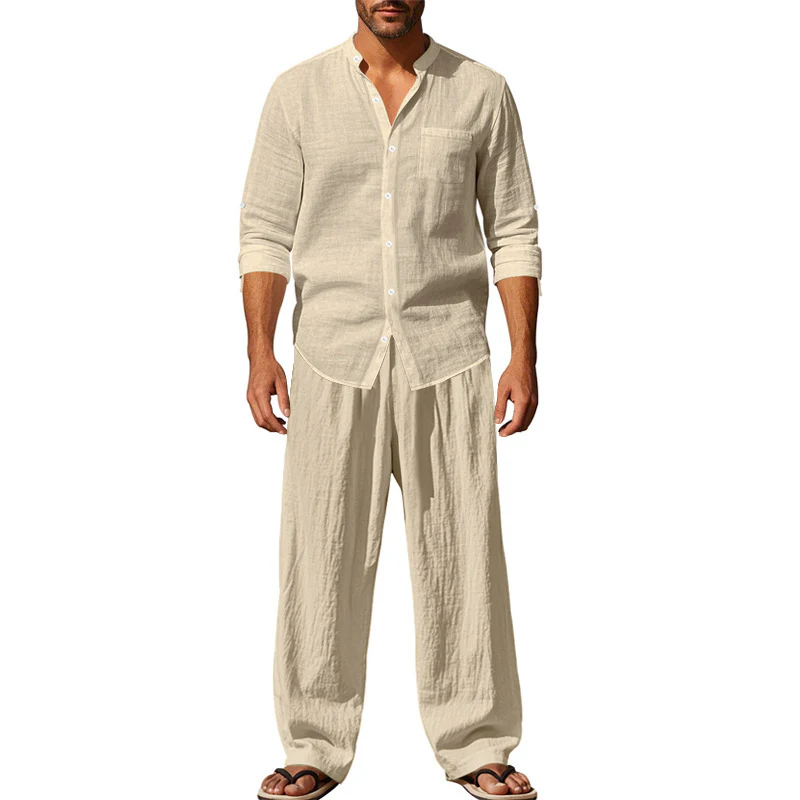 Linen casual men's beach suit