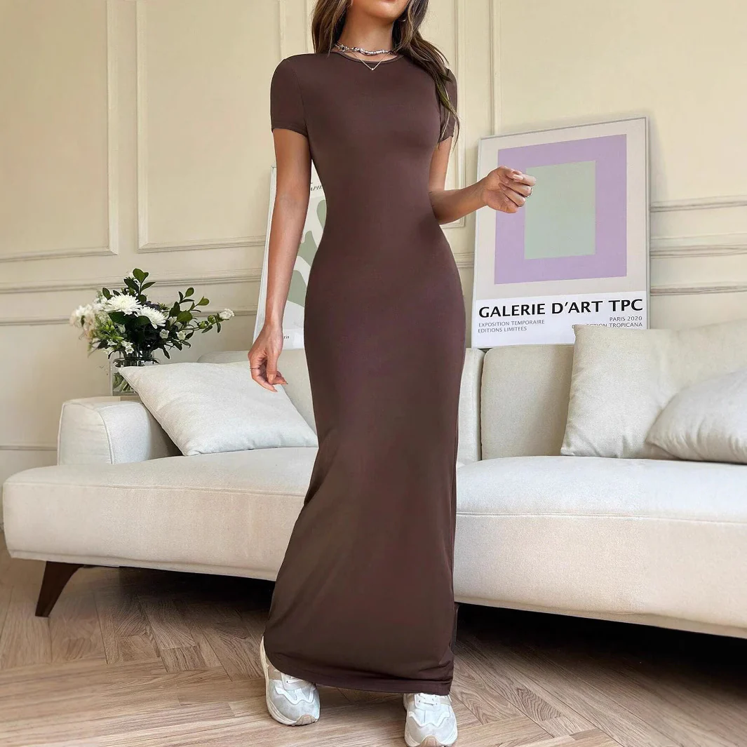 Women'S Style Slim Short-Sleeved Hot Girl Arm-Packing Dress